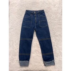 Hollister High Rise Crop‎ Boyfriend Jeans Women's Size 24/25 Utility Dark Wash